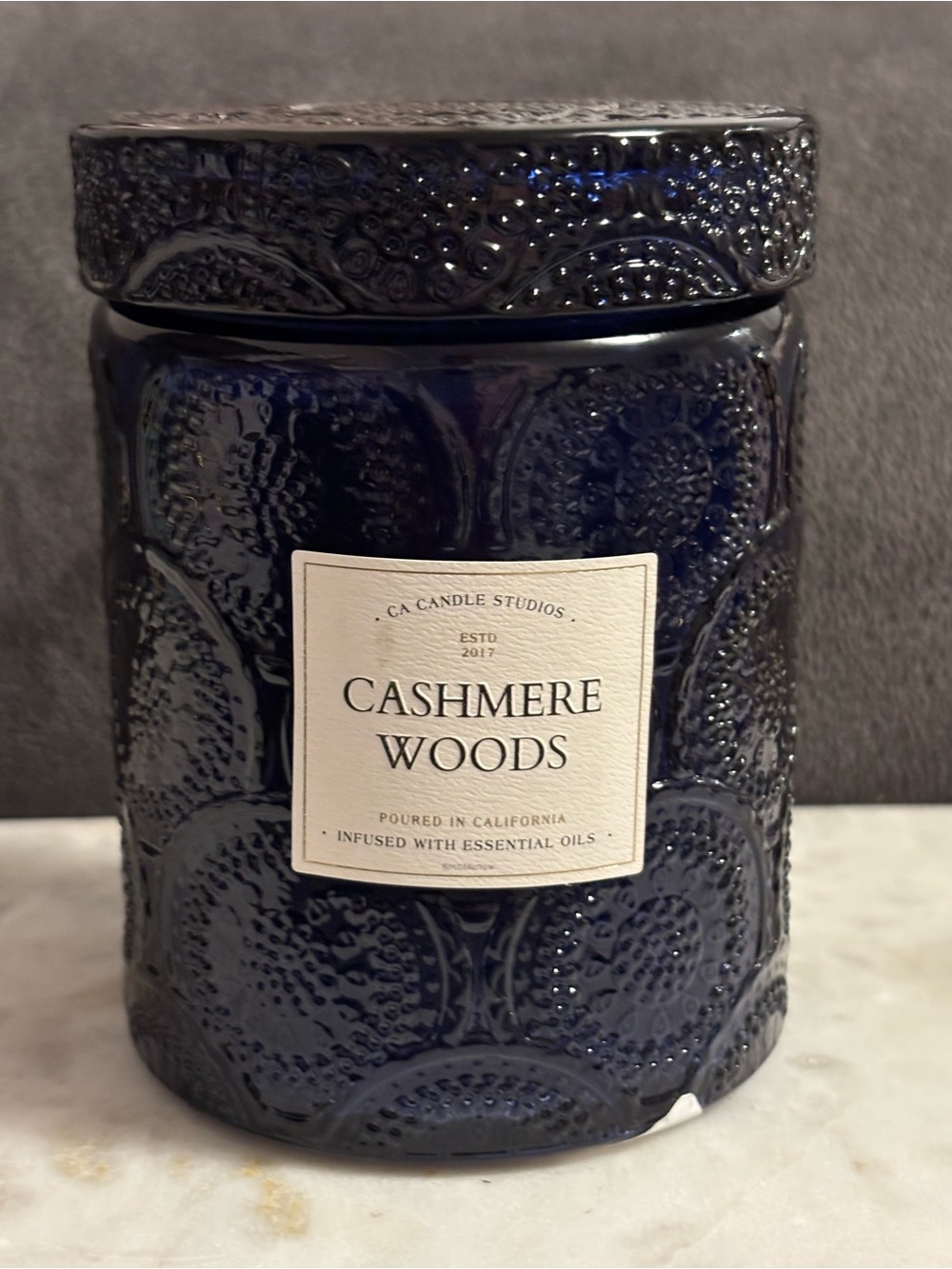 Scented Jar Candle - Navy Blue Decorative Glass